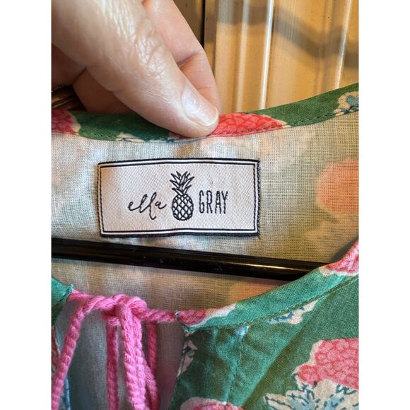 Ella Gray CottageCore Dress Pink Floral on Emarald Green 3/4 Balloon Sleeve XXL - Picture 5 of 11